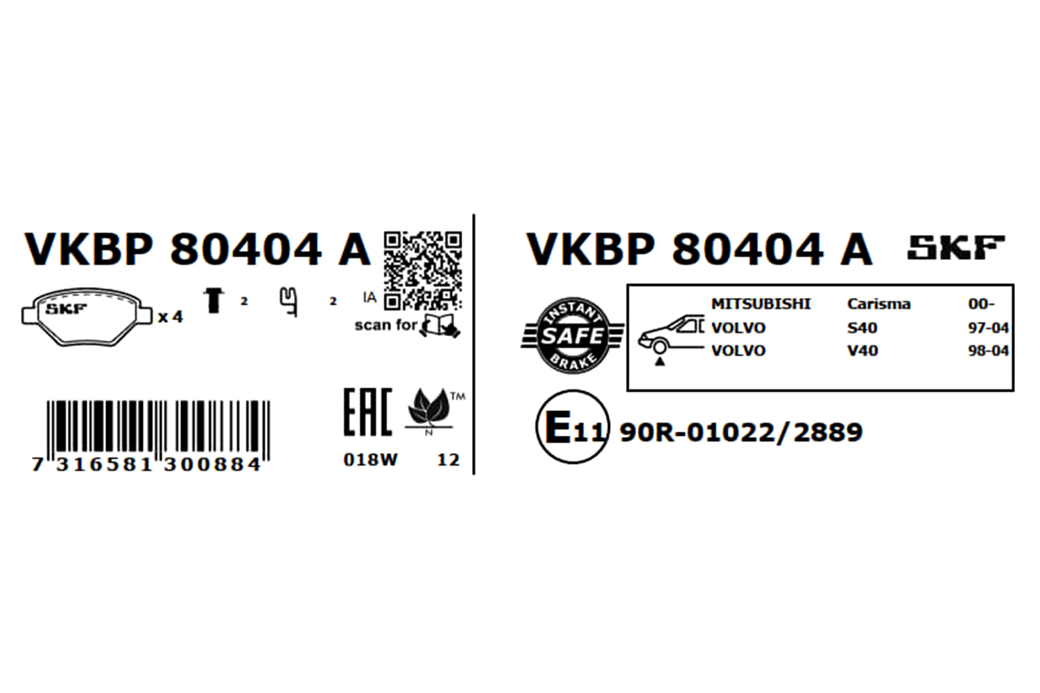 Placute frana SKF VKBP80404A